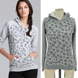 Zoe Karssen All Over Leopard Print Hoodie Heather Gray Size XS‎